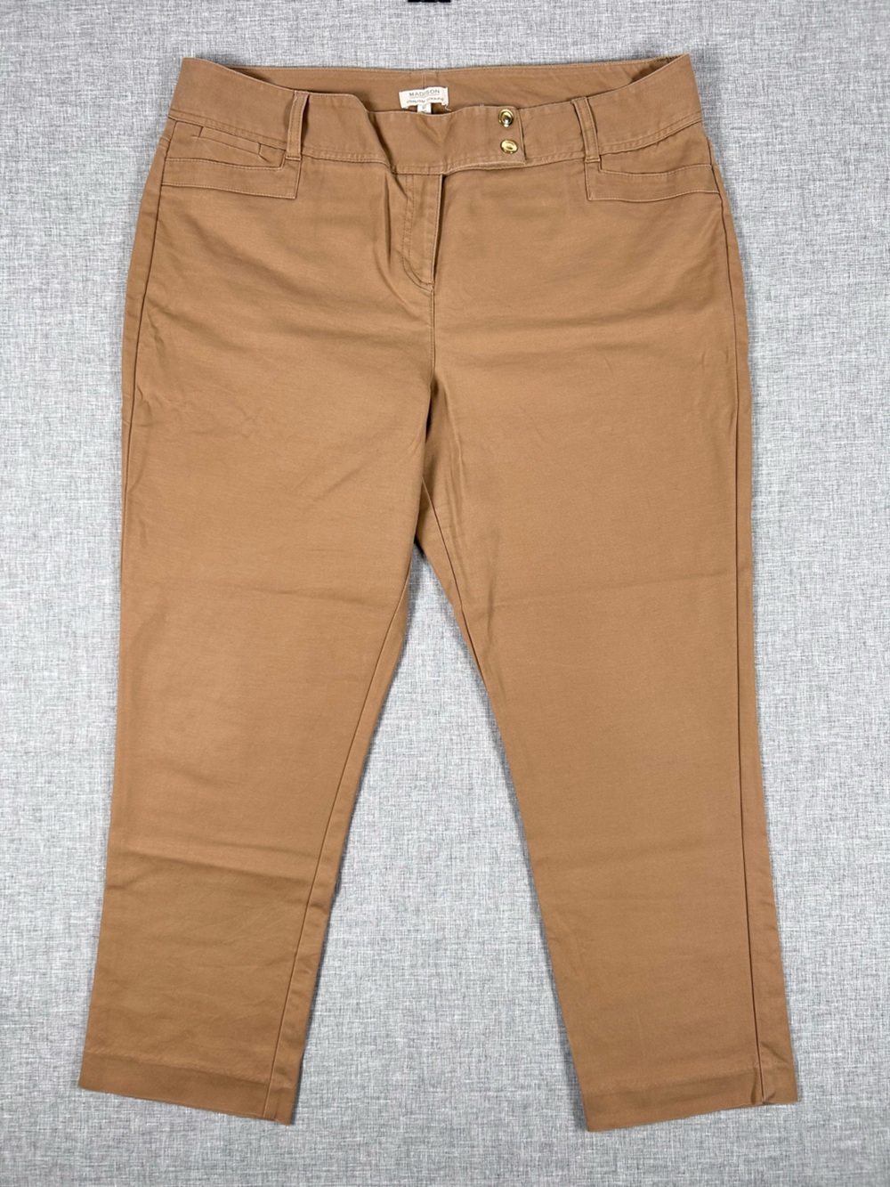 Madison Silhouette Slimming Camel Brown Tummy Control Straight Leg Pants Sz 16